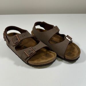 Birkenstock Kid Brown Sandals with Adjustable Straps and Contoured Footbed
